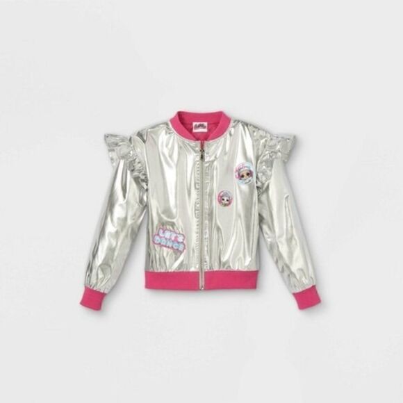 Girls L.O.L. LOL Surprise! Bomber Jacket - Silver NWT - Picture 2 of 4